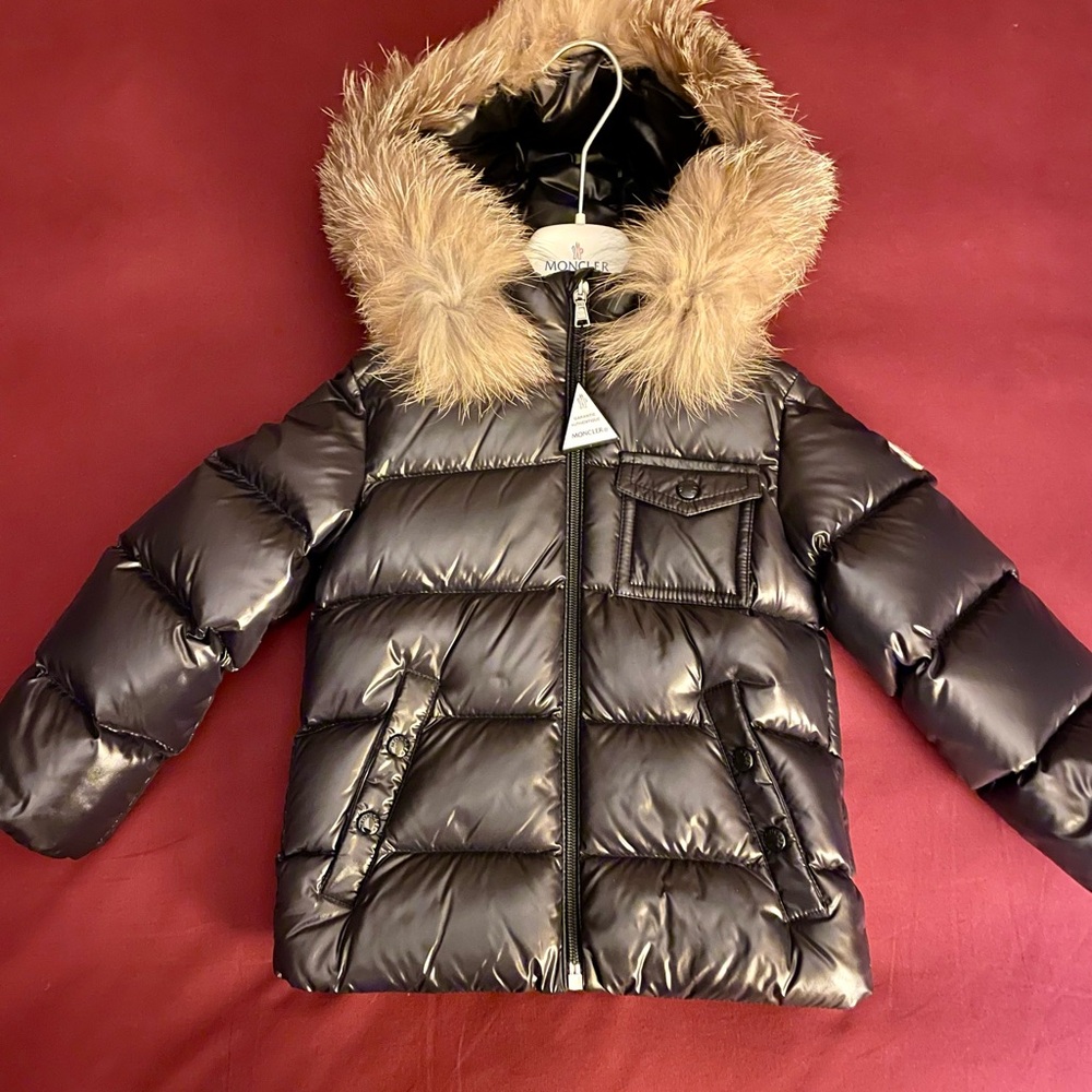 Moncler Glossy Dark Jacket with Logo